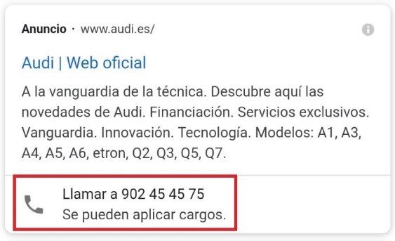 Extensiones de anuncio de llamada