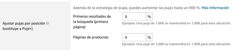 Ajustes de puja por posición en Amazon Ads