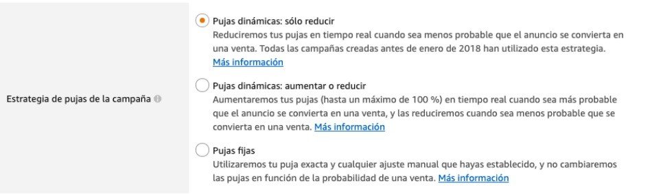 Estrategia de pujas de Amazon Ads