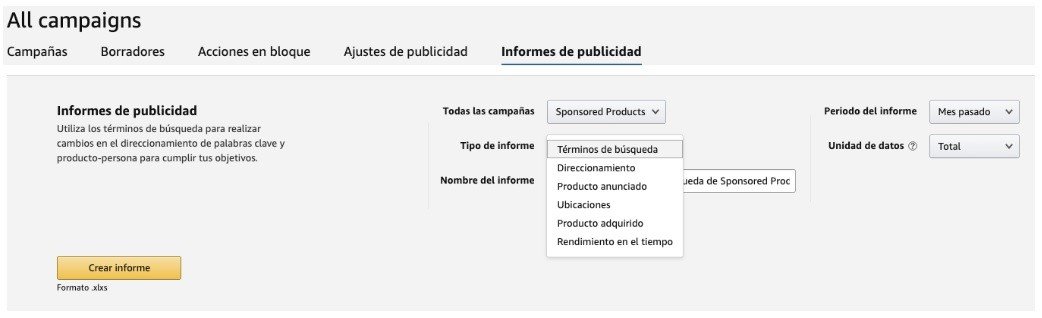 Informes de publicidad en Amazon Ads