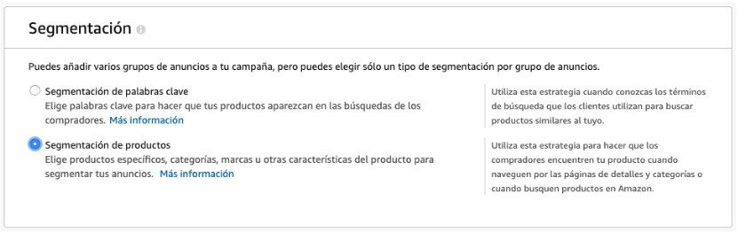 Segmentación de productos en Amazon Ads