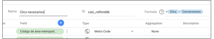 Métrica personalizada 2 Data Studio