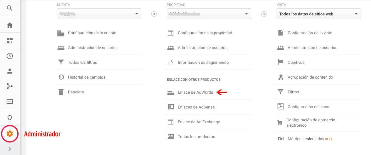 vincular Google Ads con Analytics