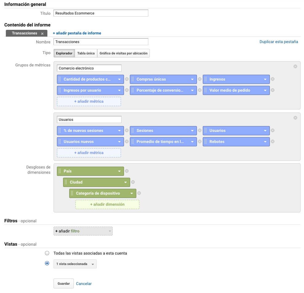 informes de google analytics