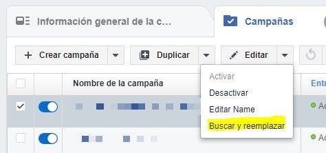 Opción de Buscar y Reemplazar de Power Editor