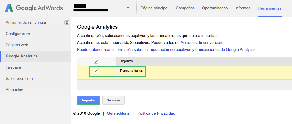 Import Transactions to Adwords