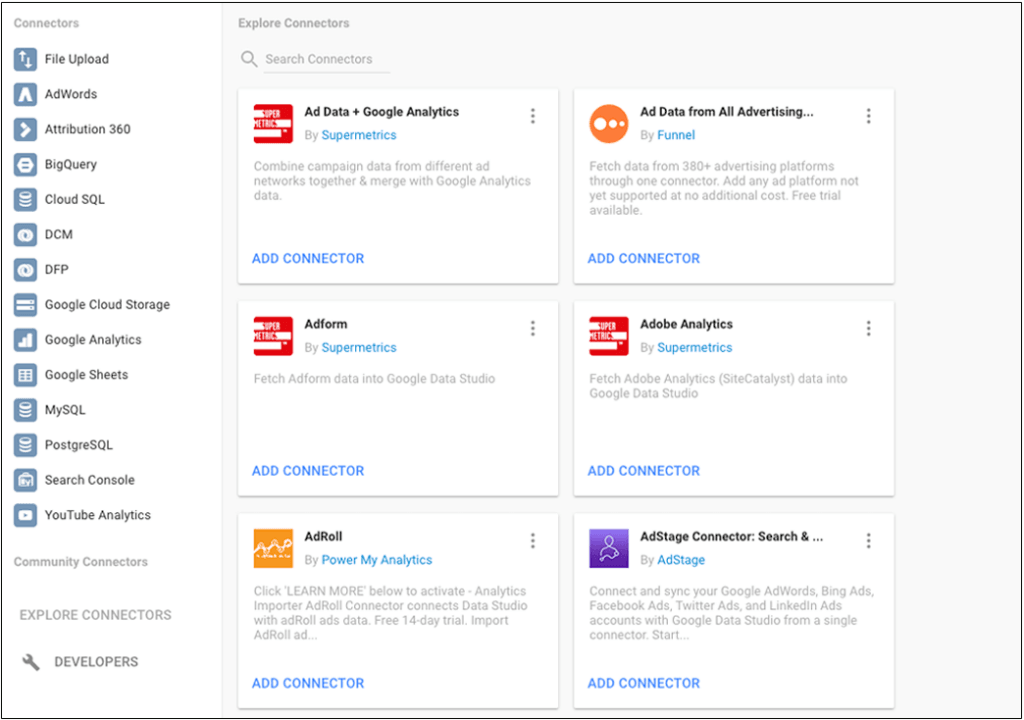 Conectores Data Studio