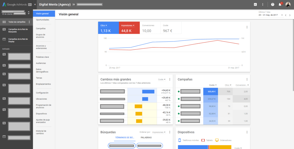 nueva interfaz adwords vision general