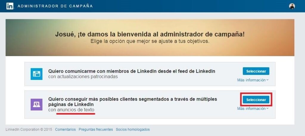 2 tipos de anuncios disponibles en LinkedIn