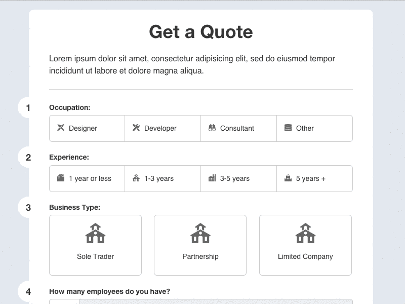 Usability research in forms [Source: https://dribbble.com/JamesSLock]