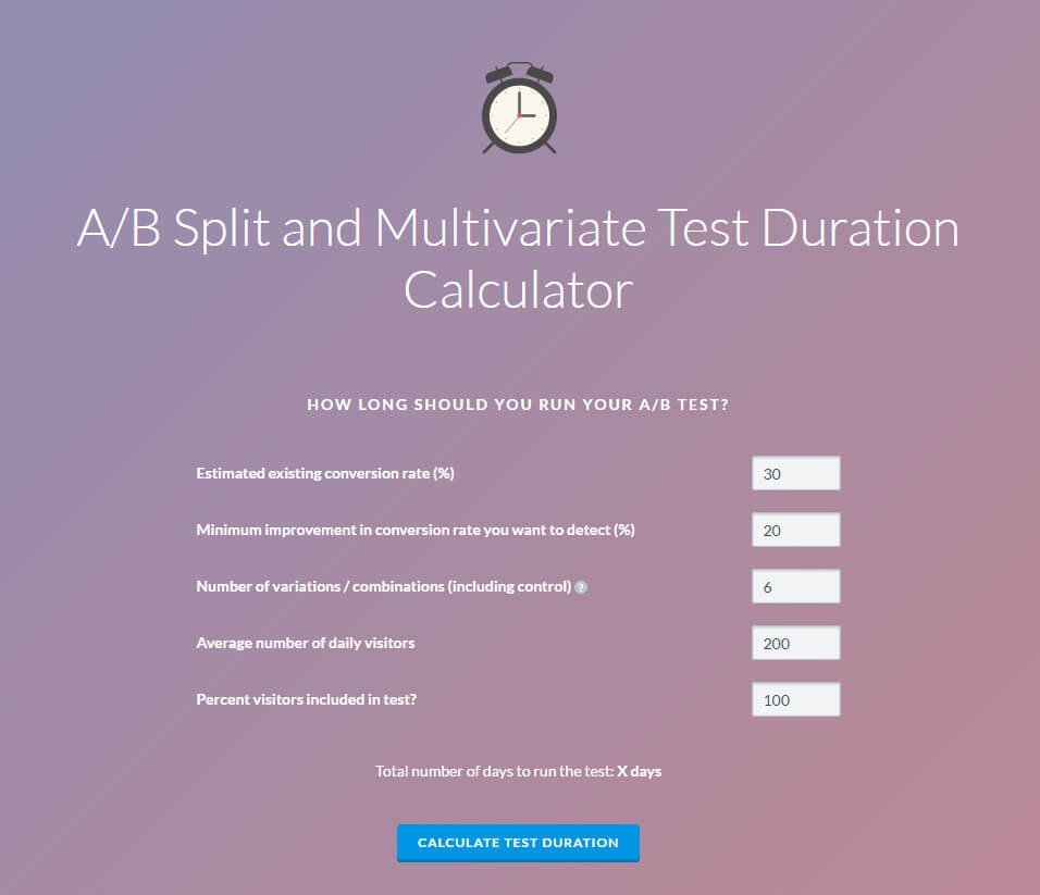 VWO AB Test calculator