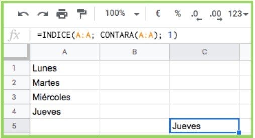 Combinación de función INDICE y CONTARA con valor actualizado