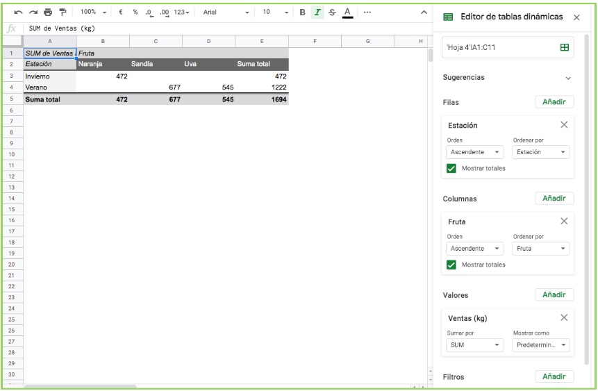 Google Sheets DYNAMIC TABLE functie