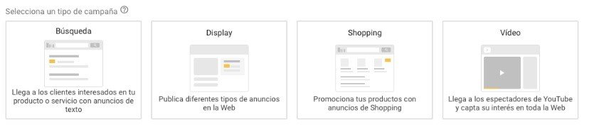 Tipos de campañas en Google Ads