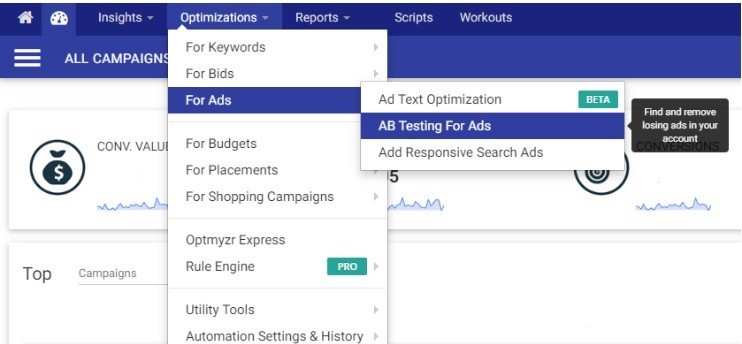 AB Testing for Ads es una función de