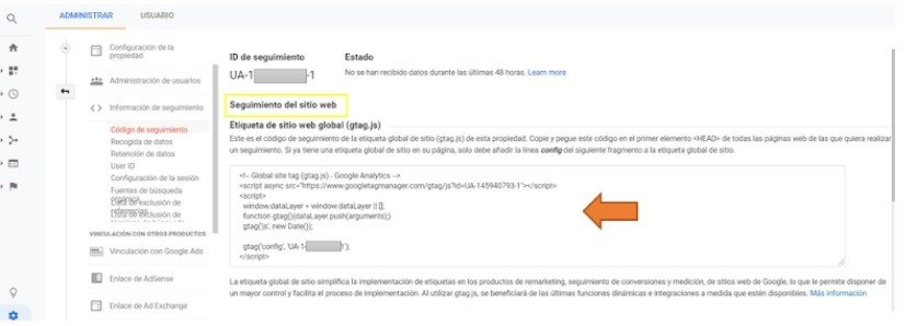 Código de seguimiento de analytics