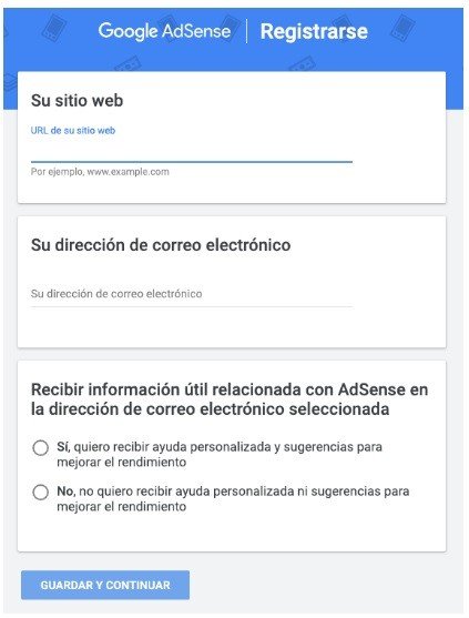 Registrarse en Google Adsense