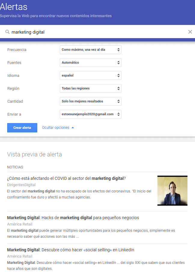 Personalizar Alertas De Google