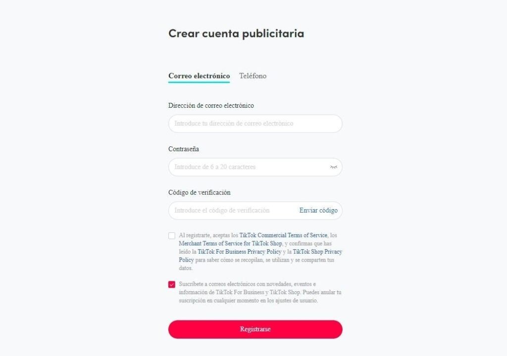 Crear Cuenta Tiktok Ads