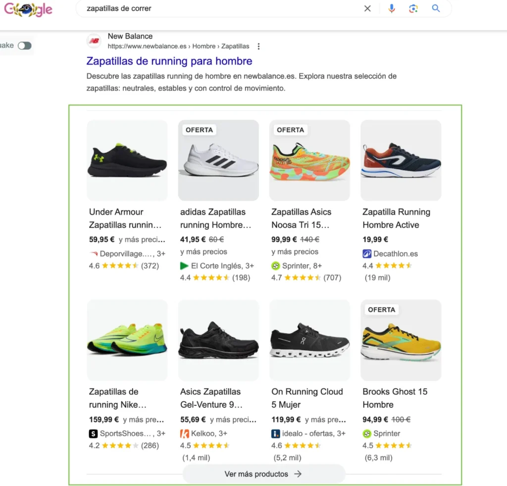 fichas gratuitas en los resultados de búsqueda de google